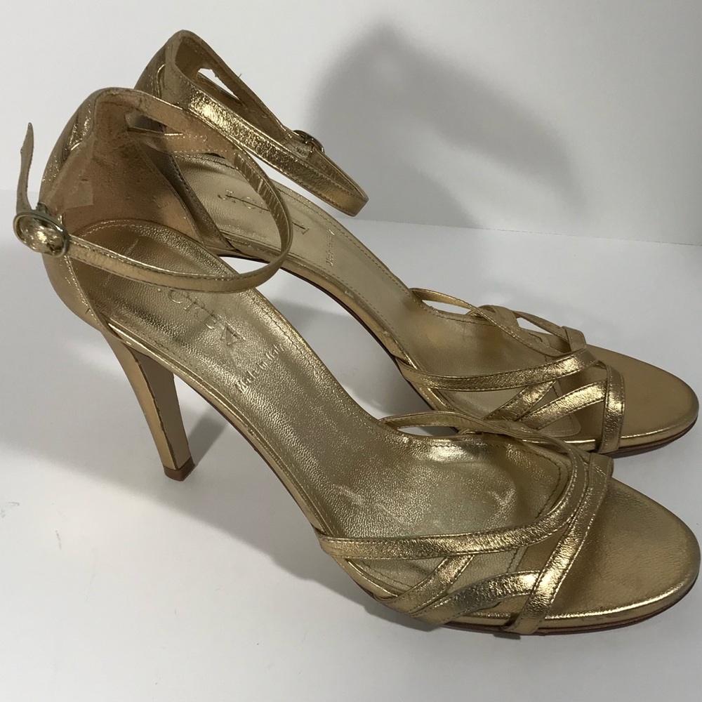 J. Crew Gold Leather High-Heel